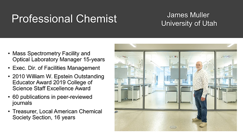James Muller's slide awarding him the Professional Chemist Award