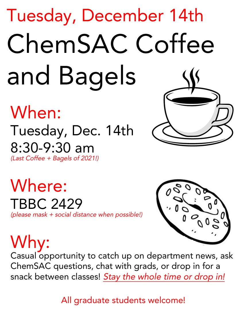 flyer for coffee and bagels on December 14 at 8:30 AM