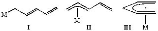 (I) and trihapto (II) bonding configurations as well as pentahapto (III). Isomerizations
