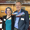 Jackie Kiplinger and Tom Richmond, with Jackie's shoes for trekking all over campus