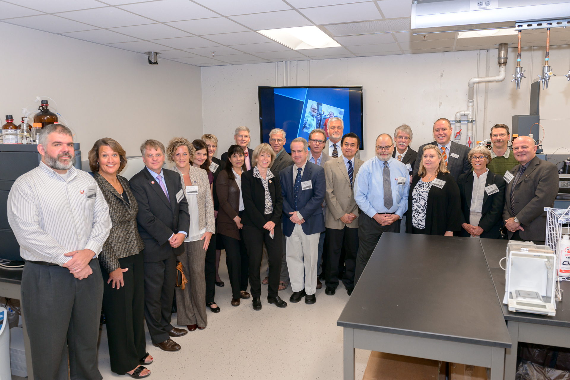 Faculty, University VIPs, speakers, and donors in the Waters Mass Spec Lab